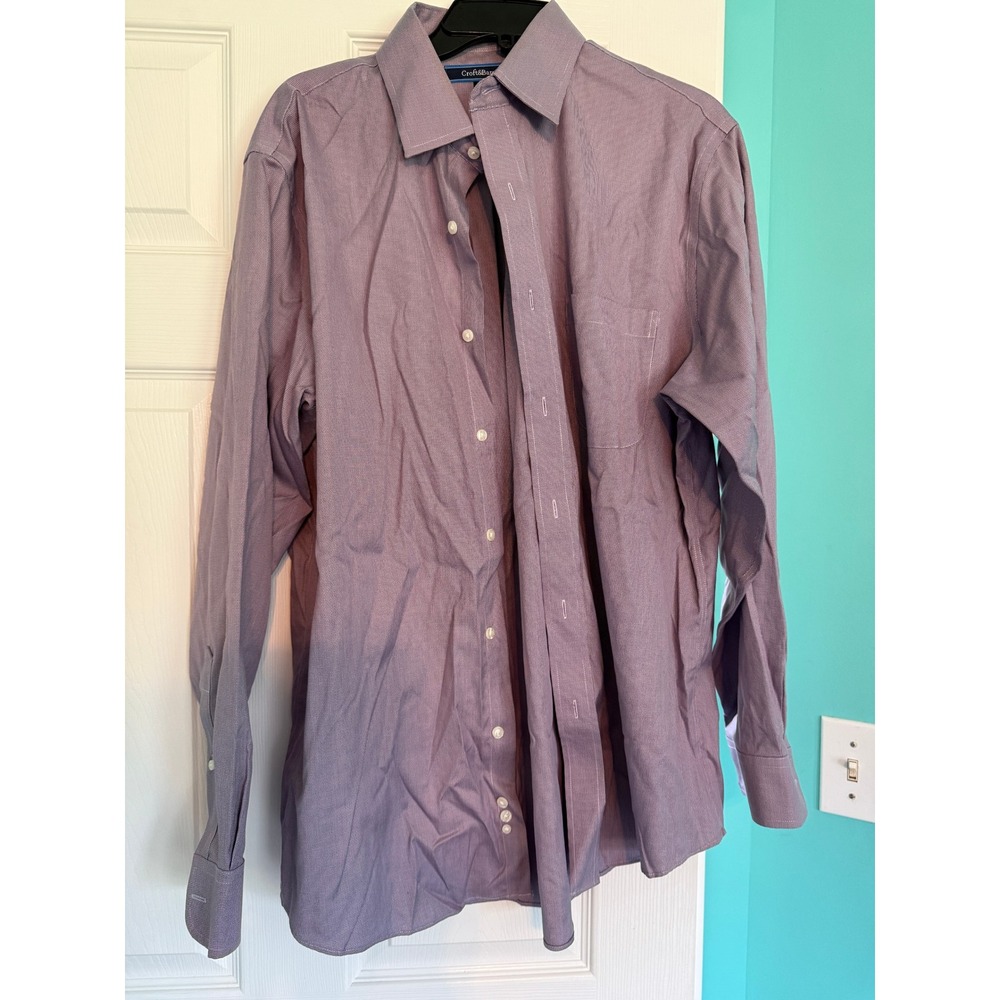 Croft & Barrow Mens Purple Micro Pattern Long Sleeve Dress Shirt 17 34/35